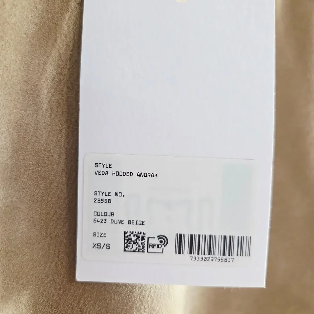 Filippa K Veda Suede Shearling Hooded Anorak Coat XS S